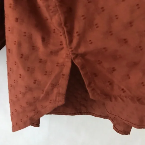 Old Navy Rust Burnt Orange Oversized Smoked Long Sleeve Boho Peasant Blouse - Picture 6 of 14